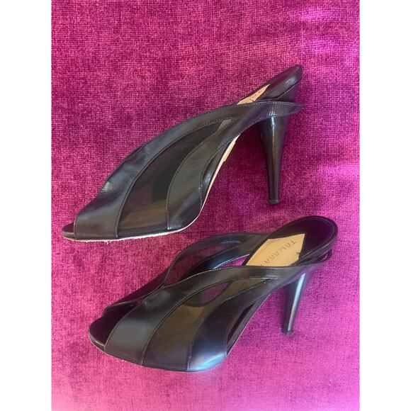 TAMARA MELLON Black Capretto Zeitgeist Mules 105mm Heels Size 38 US 8 SEXY Shoes - Picture 5 of 7